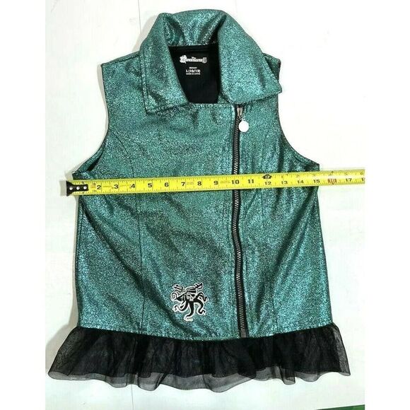 Disney Girls Descendents 2 Una Sparkly Vest Teal Black Ruffle Moto - Picture 6 of 11